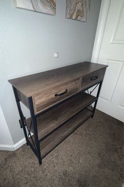 Industrial Console Table with Drawers and Shelves