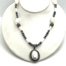 Genuine Pearl Bali Sterling Beaded Necklace 8239