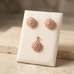 Pink stones locket set