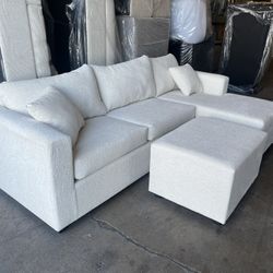 💥 New Cream Sectionals With Free Ottoman ‼️in Stock‼️