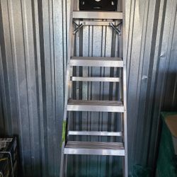 Louisville Ladder 6' Aluminum Step Ladder, 10' Reach, 250 lbs Load Capacity, W-2112-06S
