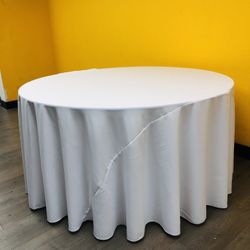 8 pieces 120” Round White Tablecloths