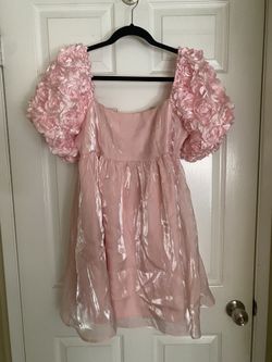 Pink Dress With Flower Sleeves, Size Large