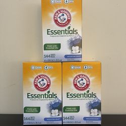 3pack Arm & Hammer Essentials Mountain Rain Fabric Softener Sheets, 144 Count 