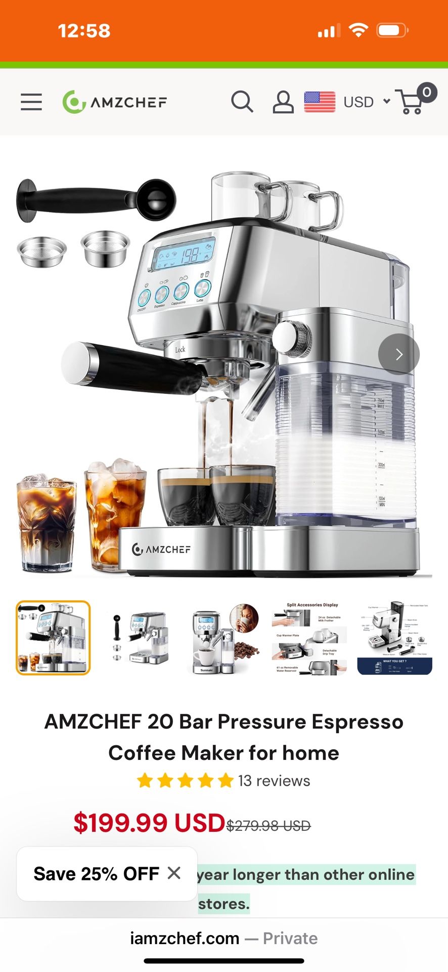 AMZCHEF Espresso Coffee Maker