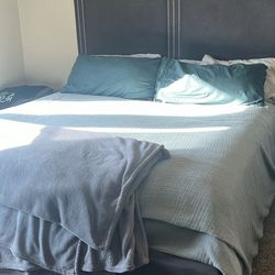 California King Bed Frame And Bed Grey