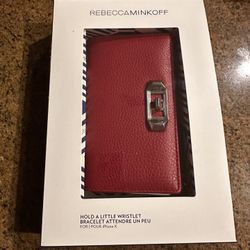 REBECCA MINKOFF - Red Leather - Love Lock iphone X Case Wristlet Wallet *NEW*