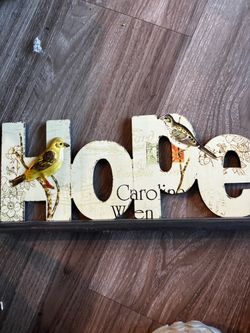 Hope Wood Letter Sign with Bird Decor