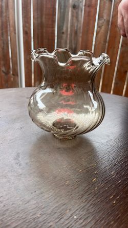 6 pieces of Vintage Smoky Glass Ruffled Hurricane Lamp Shade