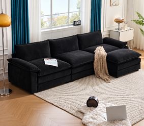 Black Sectional Sofa with Chaise