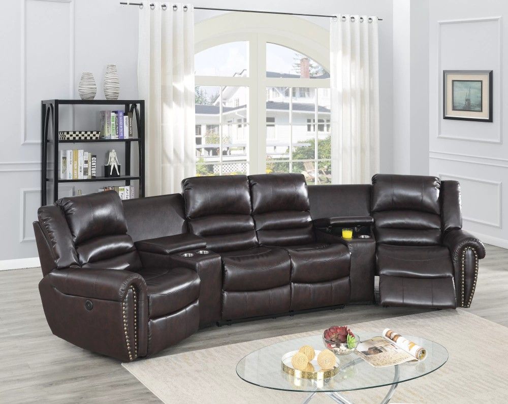 Brand New Brown Leather Power Reclining Sectional Sofa