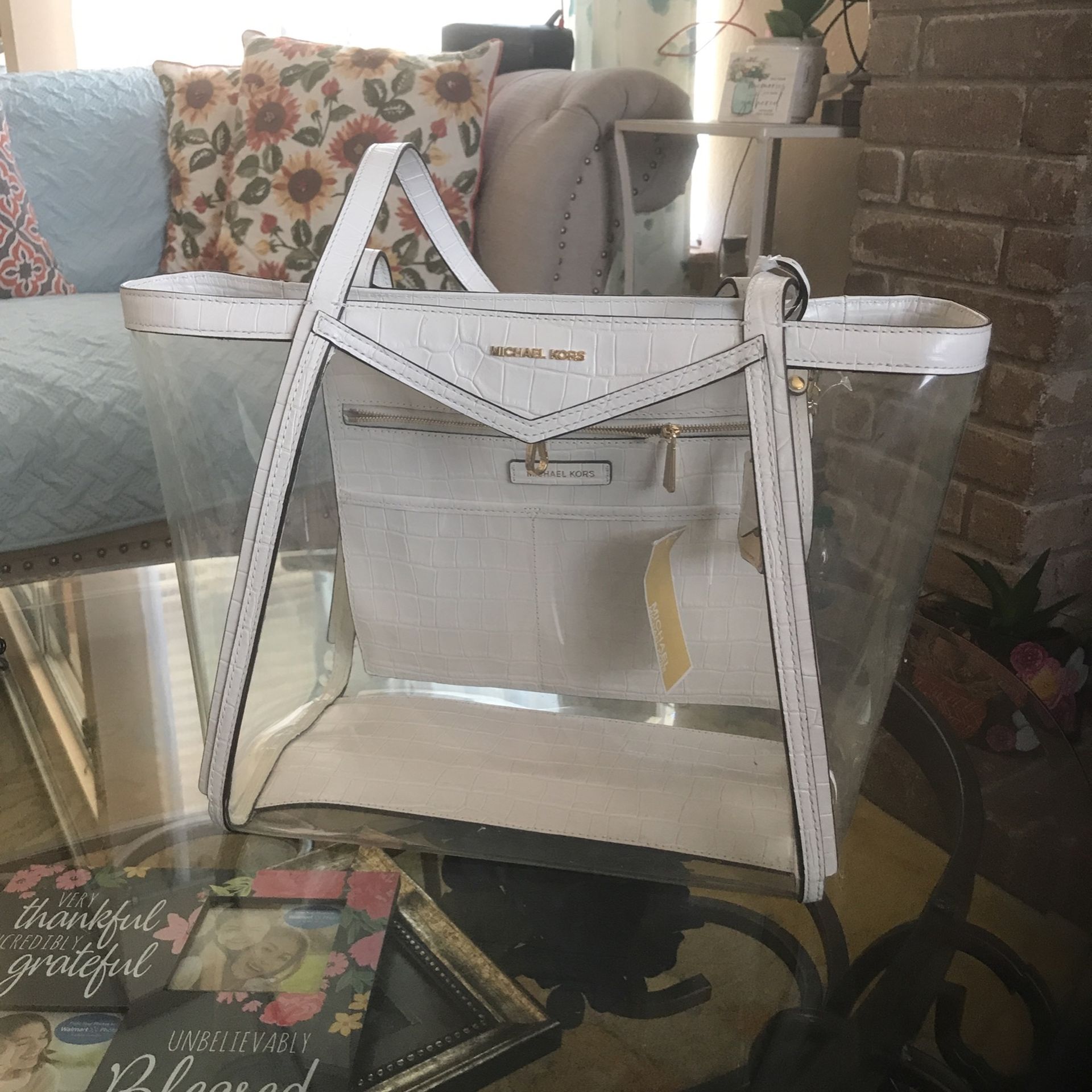 MICHAEL KORS Clear Tote Bag ,Never Used Size16’W /10 H For School Or Stadium $110Dls