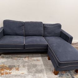 Blue 3-seat Sectional With Sleeper Sectional 