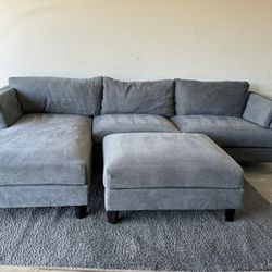 Gray Modern Sectional Sofa Couch Lounge Chaise Sala Ottoman 