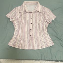 Y2k Retro 2000s The North Face Women Stretch Boulder Molly short sleeve hiking shirt in rec