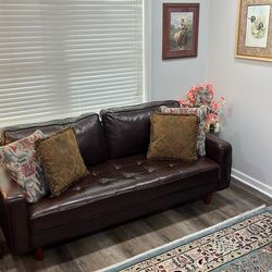 Holloway Mid-Century Leather Sofa