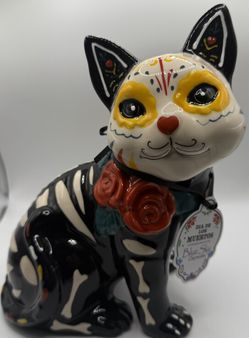 Blue Sky Clayworks Dia de Los Muertos Ceramic Pottery Cat Kitty NEW
