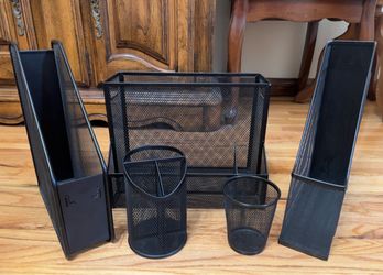 Office Desk Organizer Set, Black Mesh