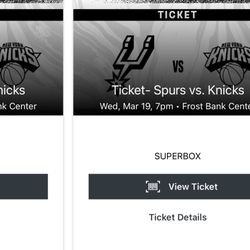 Spurs Super Box Row 5 Seats 7 And 8 With Lot 4 Parking 