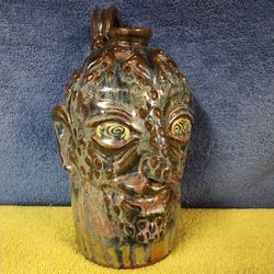 Folk Art Pottery Face Jug