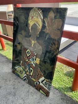 African Woman Picture Glossy Frame 35” X 47”