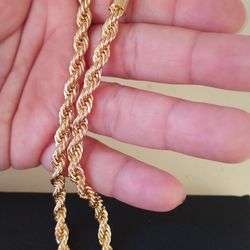 Gold Deep Plated Rope Necklace Chain Jewelry 