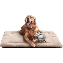 Dog Beds Crate Pad for Large Dogs Fit Metal Dog Crates,Ultra Soft Dog Crate Bed Washable & Anti-Slip Kennel Pad for Dogs Cozy Sleeping Mat,Cream 42inc