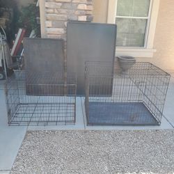 Large Metal Wire Pet Dog Kennel Crate $40, And Replacement Slide In Trays $20-$30 See All Photos 