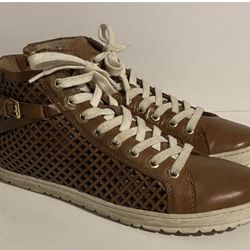 Rare PIKOLINOS LAGOS Brown Leather w/ Lattice Side Panel Boots W/ Side Zip Sz 39