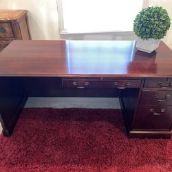 JSI Dark Wood Executive Desk with Drawers Office Liquidation Sale