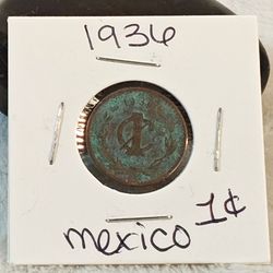 #633 Mexico 1936 un centavo coin