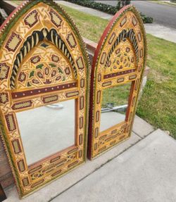 Wood Mirror Fram With Hand Made Art