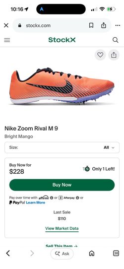 Nike Zoom Rival M 9 Track Spikes - Size US Men’s 5 / Women’s 6.5 (New)