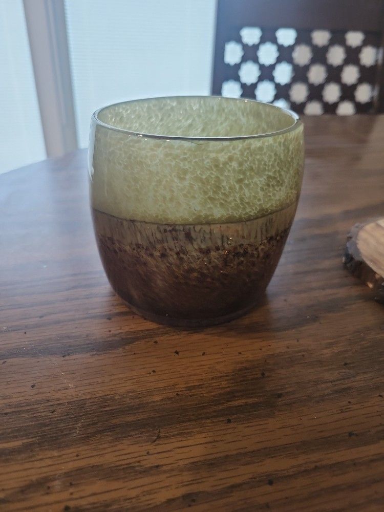 Boho Variegated Blown Glass Candle Holder