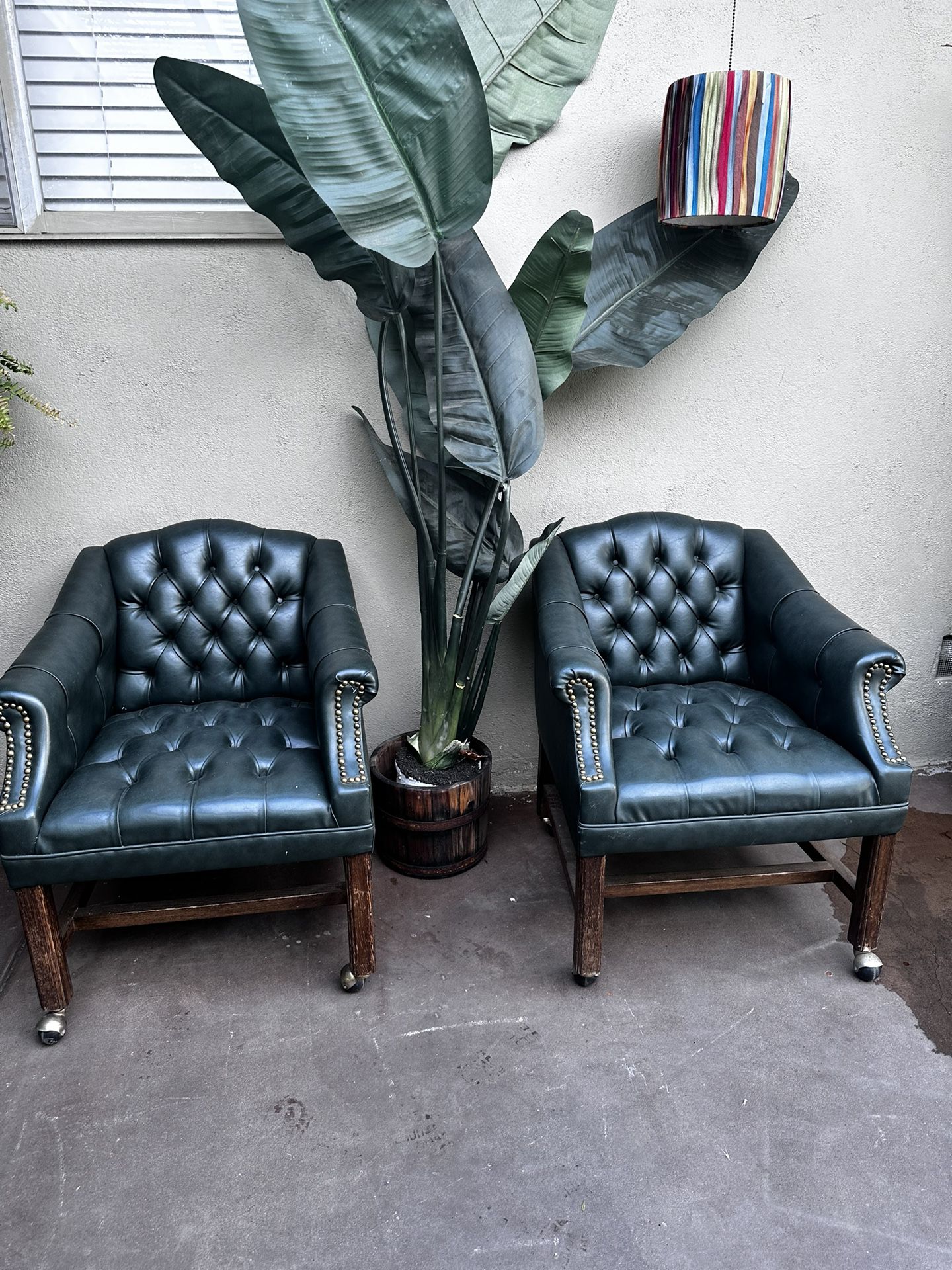 3 LEFT  Vintage Green Chesterfield Chairs - 5 Total  125 Each Obo On All 