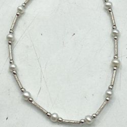 14k White Gold & Pearl Bracelet 