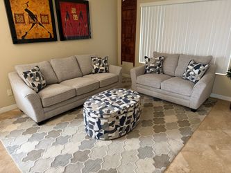 Beautiful Brand New Upholstered Grey Sofa and Loveseat