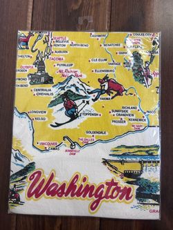 Vintage Washington State Souvenir Dish Towel