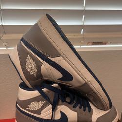 Air jordan 1 Mid ‘Cement True Blue Size 8 selling for 130 or best offer 