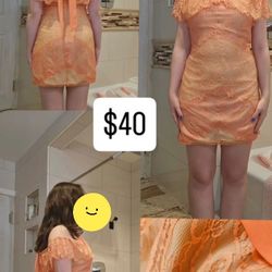 Bebe Coral Neck Tie Strapless Dress