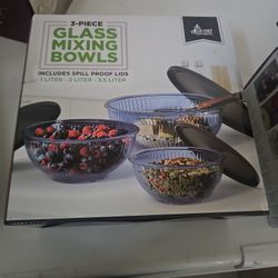 Eco Chef 3 Piece Glass Mixing Bowls 