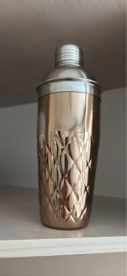 Copper-Finish Cocktail Shaker with Embossed Pattern