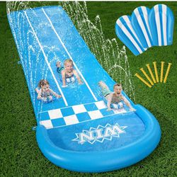 Jasonwell Slip and Slide Lawn Toy - Water Slide Slip n Slide for Kids Adults 20ft Extra Long with Sprinkler 3 Bodyboards Backyard Games Waterslide Sum
