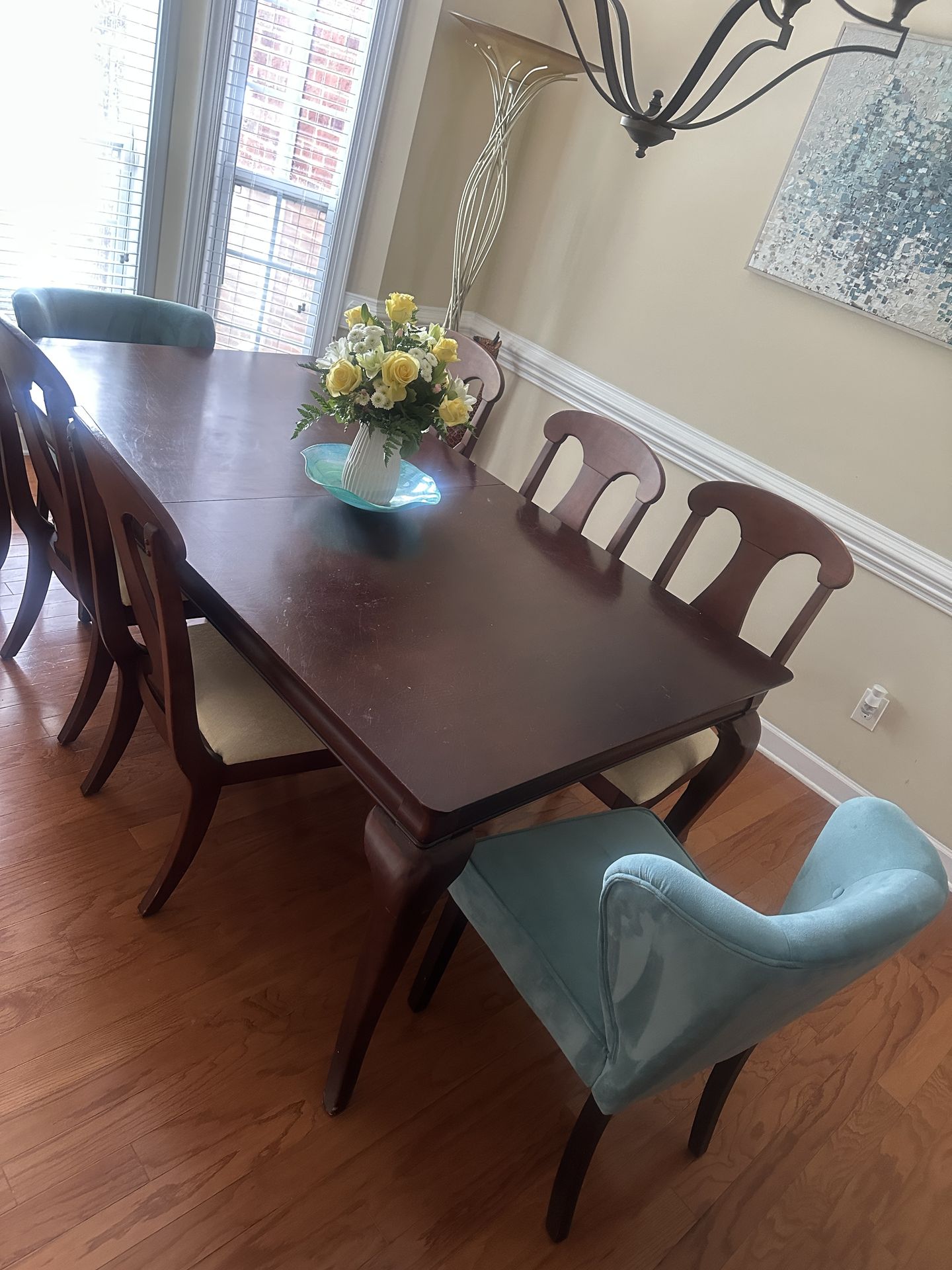 Dark Wood Dining Table + Chairs
