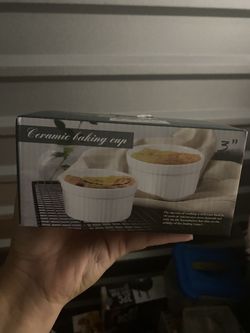 6 Pc Set Ceramic Baking Cups New 