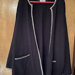 Women’s Plus Size Black White Cardigan Sweater