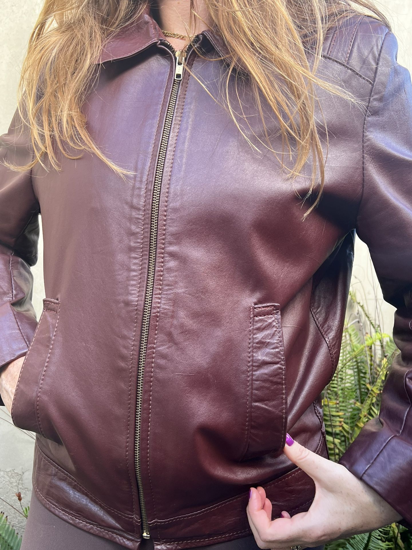 Burgundy 100% Leather jacket