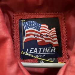 Red Usa Leather Jacket Size Xl 
