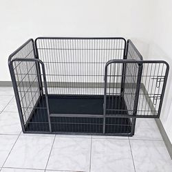 (NEW) $95 Heavy-Duty Dog Pet Playpen w/ Plastic Tray Indoor Outdoor Cage Kennel 4-Panel, 49”x32”x35” 