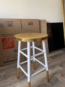 White and Gold Accent Chair or Stool